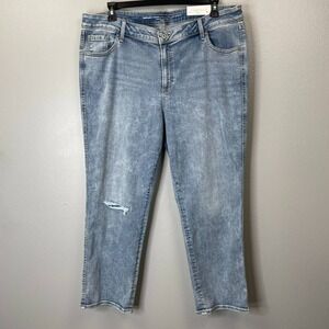 Chicos Define Me Jeans Womens‎ 20R Blue Denim Ankle Distressed Stretch Raw Hem